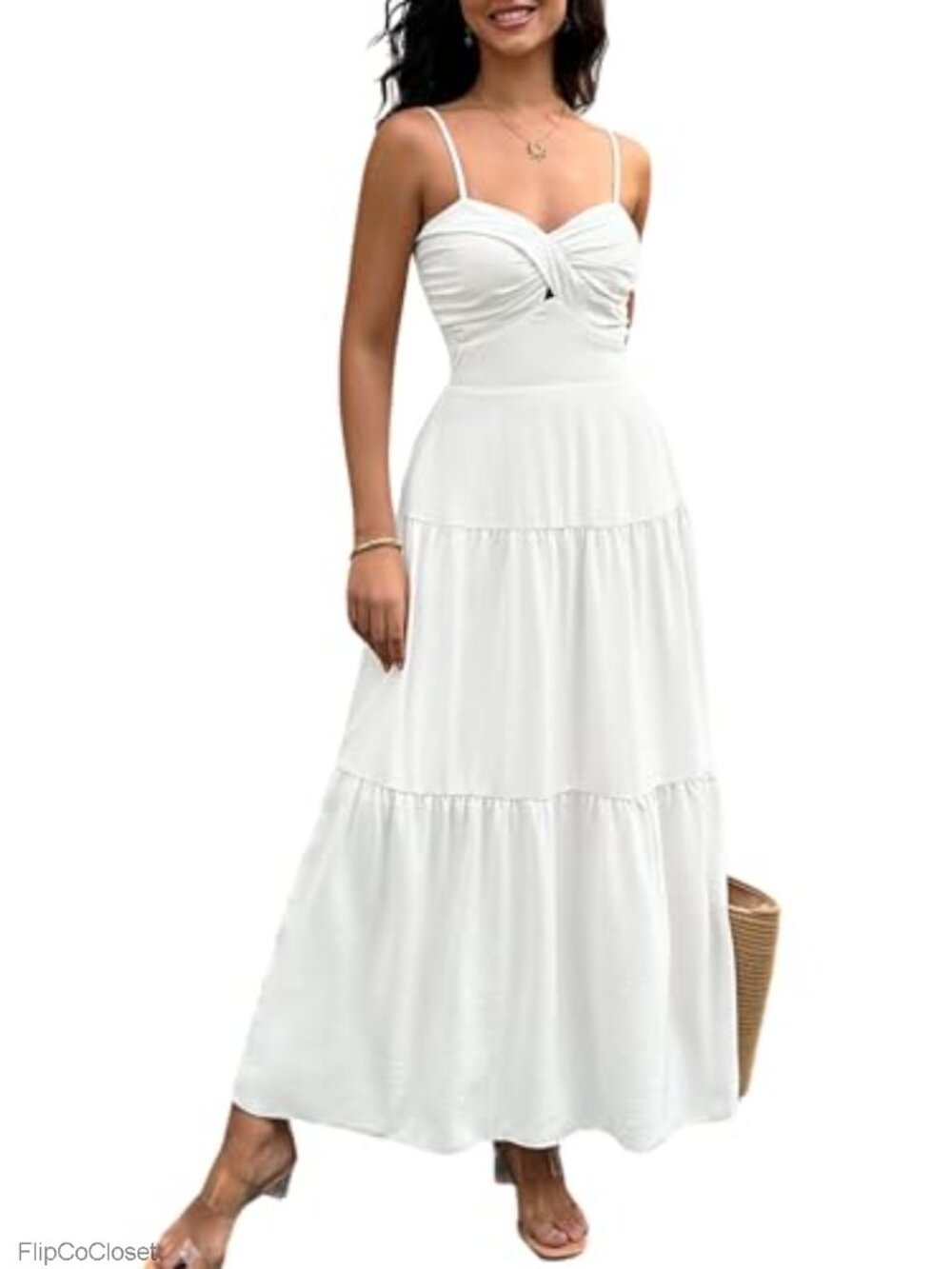 Strapless Smocked A-Line Maxi Dress Summer Beach Vacation
